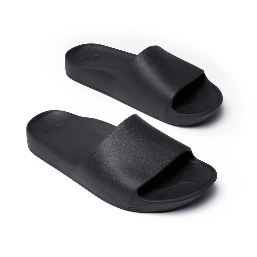 Archline Rebound Orthotic Slides Flip Flop Thongs Slip On Arch Support -  Black